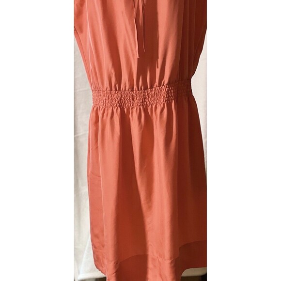 Talbots Drop Waist Dress XL Silk Peach Tie Front Short Sleeves Chic Classic - Picture 2 of 14